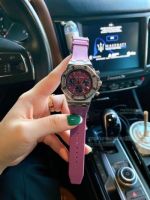 Replica Audemars Piguet Royal Oak Chronograph Watch Purple Rubber Diamond Bezel For Lady